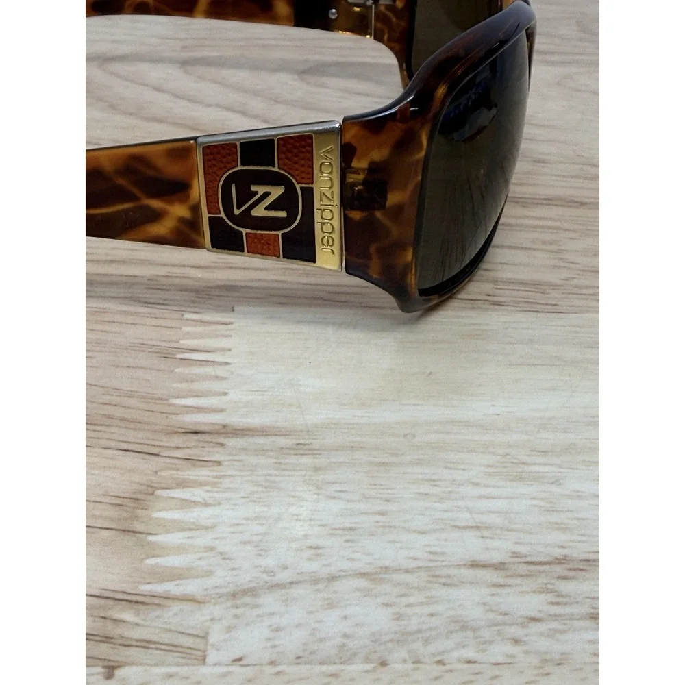 VonZipper Banshee Sunglasses Tortoise Shell Brown Lens VZ Logo Y2K Vintage